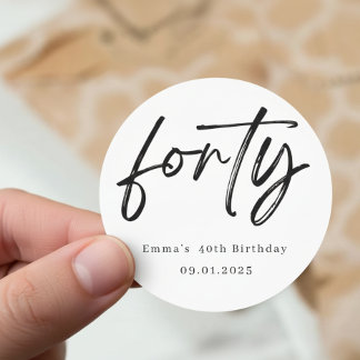 Adesivo Elegant Forty Birthday Party Stickers