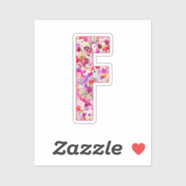 Adesivo Elegant Girly Colorful Floral Initial Letter F