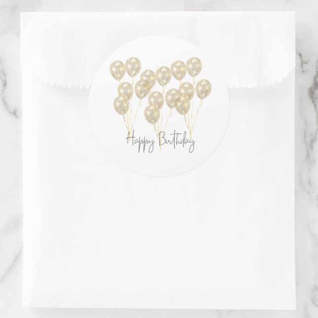 Adesivo Elegant Gold Balloon Happy Birthday (Bolsa)