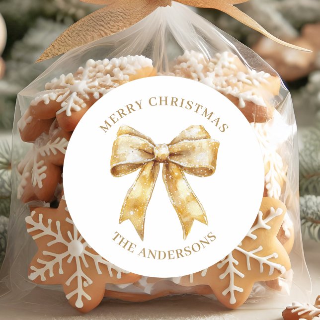 Adesivo Elegant Gold Bow Personalized Christmas (Criador carregado)