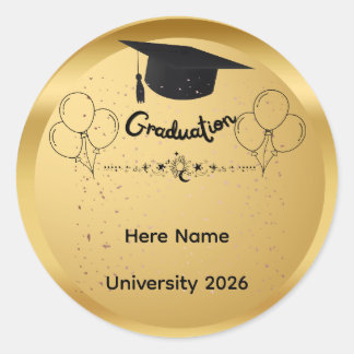 Adesivo Elegant Gold Graduation Class of 2026 Custom Name