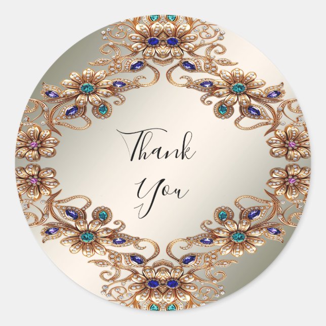 Adesivo Elegant Gold Jewel Flowers Sticker (Frente)