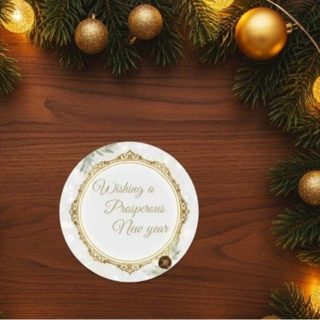 Adesivo Elegant Gold Ornate Frame Round Sticker with Eucal (Criador carregado)