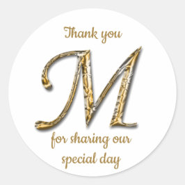 Adesivo Elegant Gold Silver Letter M Monogram Thank You