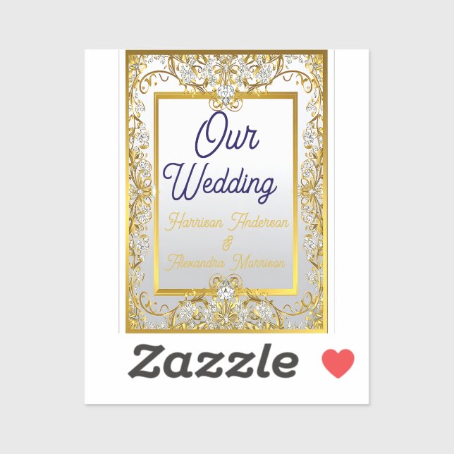 Adesivo Elegant Gold & Silver Wedding Invitation (Folha)