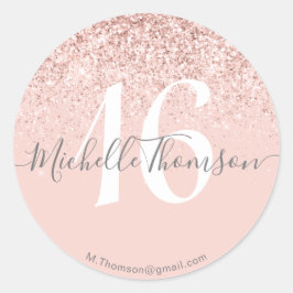 Adesivo Elegant Golden Glitter Monogram Sweet Pink 16