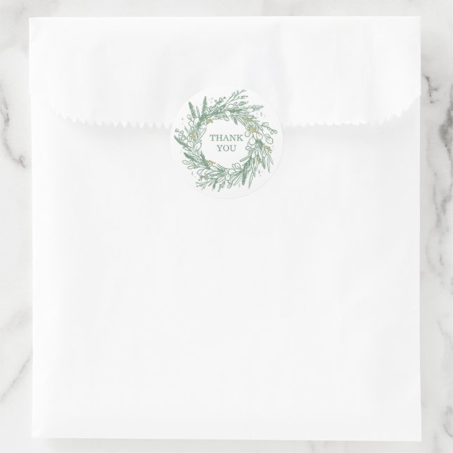 Adesivo Elegant Green Botanical Wreath Wedding (Bolsa)