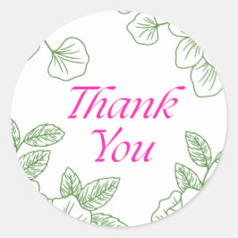 Adesivo Elegant Green Leaf Thank You Sticker