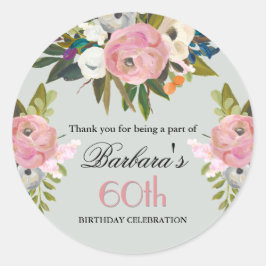 Adesivo Elegant Handpainted Floral 60th Birthday Welcome