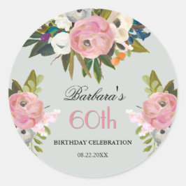 Adesivo Elegant Handpainted Floral 60th Birthday Welcome