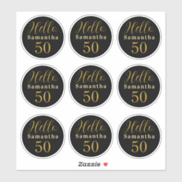 Adesivo Elegant Hello 50 Black Gold Personalized Birthday