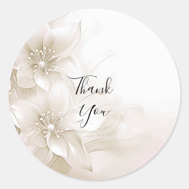 Adesivo Elegant Ivory White Flowers Sticker (Frente)