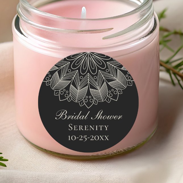 Adesivo Elegant Mandala Indian Boho Black Bridal Shower (Criador carregado)