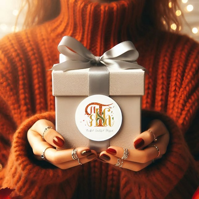 Adesivo Elegant Manuscript Thanks Autumn Fall Foliage (Criador carregado)