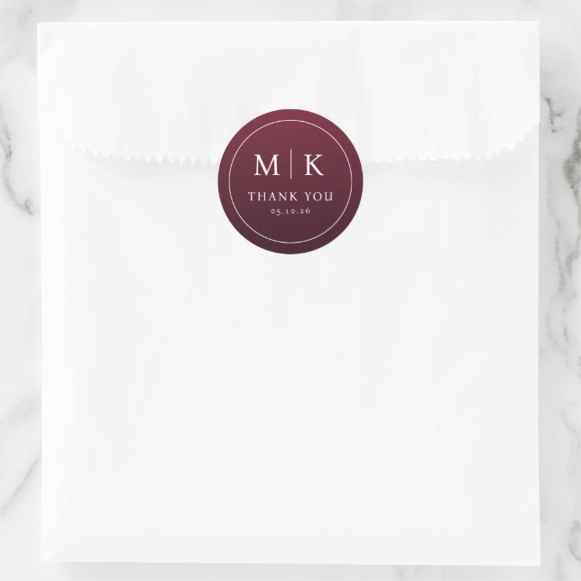 Adesivo Elegant Maroon Serif Thank You Sticker (Bolsa)