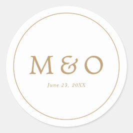 Adesivo Elegant Minimalist Border Gold Monogram Wedding