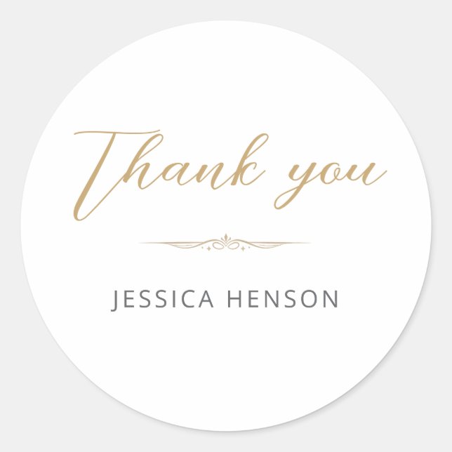 Adesivo Elegant Minimalist Gold Script Birthday Thank you (Frente)