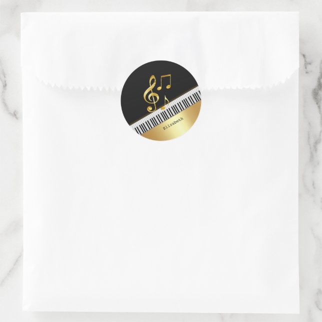 Adesivo Elegant Modern Black Gold Music Notes,Piano Keys   (Bolsa)