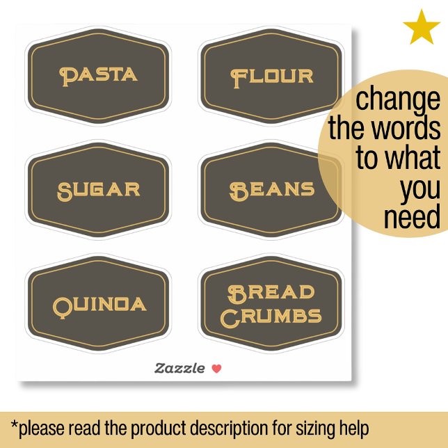 Adesivo Elegant Modern Black Gold Pantry Food Jar Labels (Criador carregado)