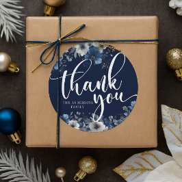 Adesivo Elegant Navy Blue and Silver Floral