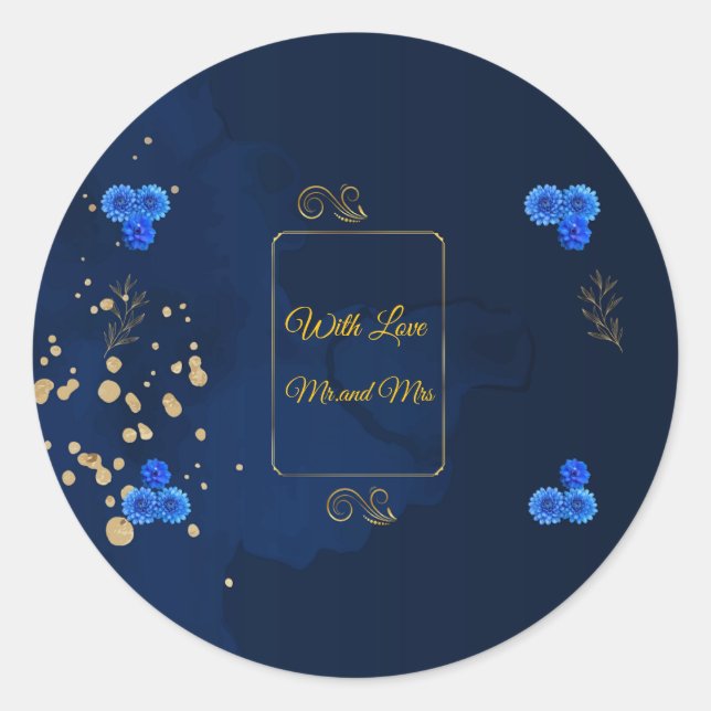 Adesivo Elegant Navy Blue Envelope Seal Sticker (Frente)