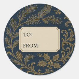 Adesivo Elegant Navy & Gold Christmas Gift Labels