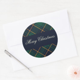 Adesivo Elegant Navy Green Plaid Christmas