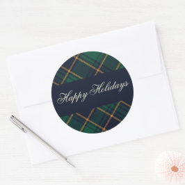 Adesivo Elegant Navy Green Plaid Holiday
