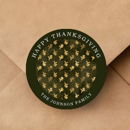 Adesivo Elegant Oak Leaves Green Thanksgiving