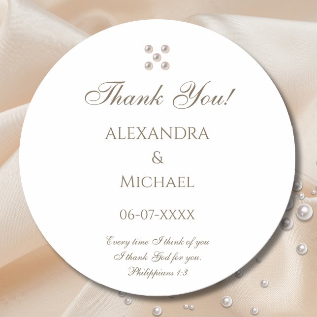 Adesivo Elegant Pearl Christian Wedding Thank You (Criador carregado)
