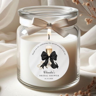 Adesivo Elegant Pearls & Prosecco Black Bow Bridal Shower