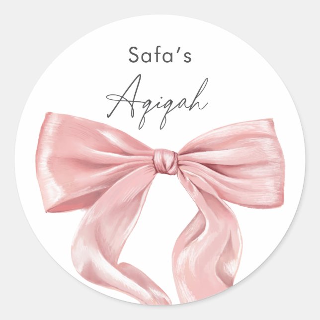 Adesivo Elegant Pink Bow Aqiqah (Frente)