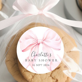 Adesivo Elegant Pink Bow Baby Shower