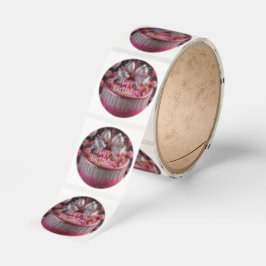 Adesivo Elegant Pink & Gold Birthday Cake Design Stickers