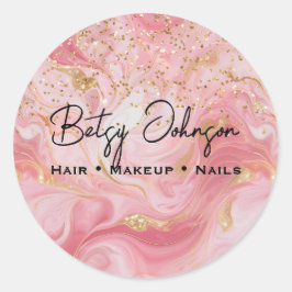 Adesivo Elegant Pink Gold Glitter Marbled Business Sticker