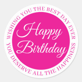 Adesivo Elegant Pink “Happy Birthday” Sticker
