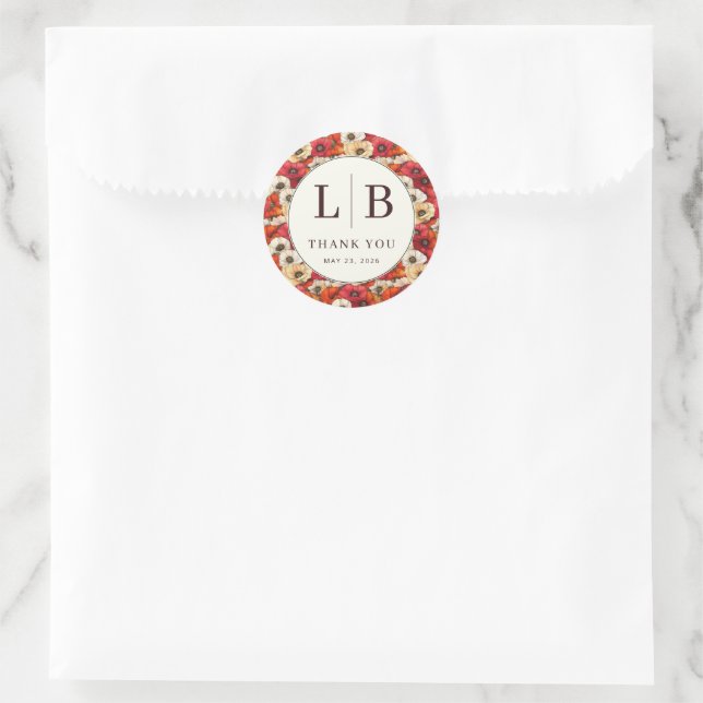 Adesivo Elegant Red and White Floral Pattern (Bolsa)