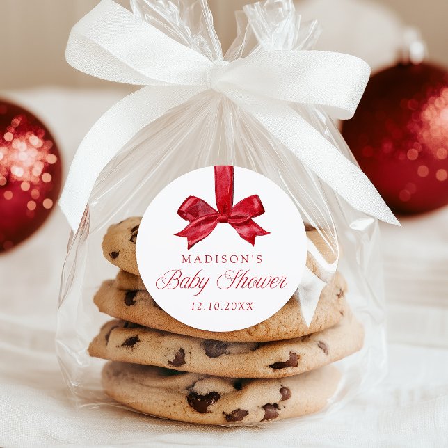 Adesivo Elegant Red Bow Christmas Baby Shower (Criador carregado)