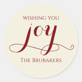 Adesivo Elegant Red Calligraphy Joy Christmas Envelope
