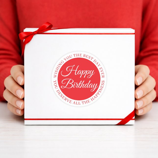 Adesivo Elegant Red “Happy Birthday” Sticker (Criador carregado)