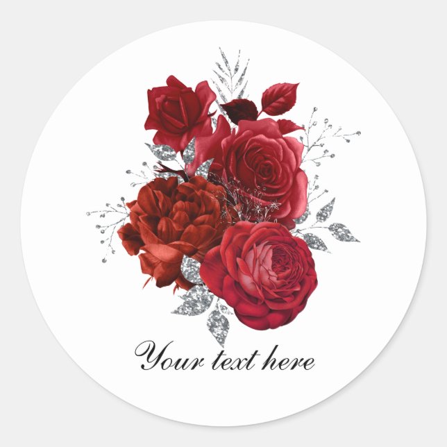Adesivo Elegant red Wedding roses customizable (Frente)