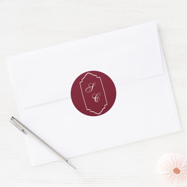 Adesivo Elegant Retro Checkered Burgundy Wedding (Envelope)