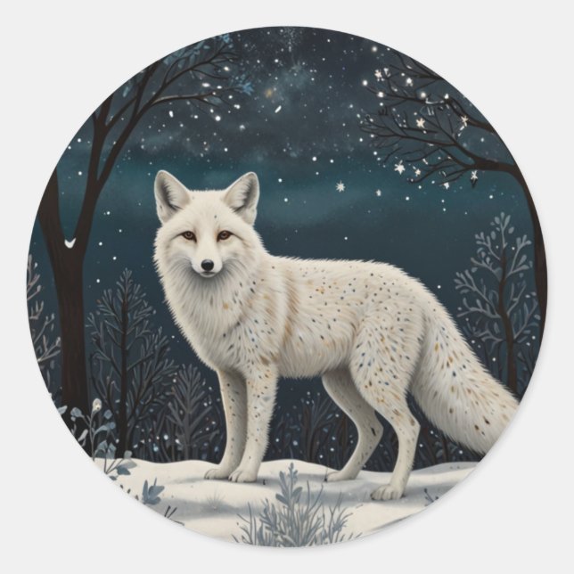 Adesivo Elegant retro white winter fox (Frente)