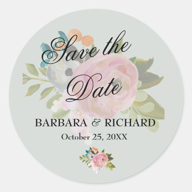 Adesivo Elegant Romantic Save the Date Envelope Seal (Frente)