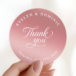 Adesivo Elegant Rose Gold Wedding Thank You Favor