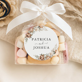 Adesivo Elegant Rustic Boho Wedding Classic Round Sticker