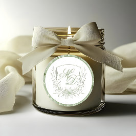 Adesivo Elegant Sage Green Botanical Crest Wedding