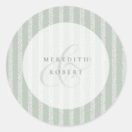 Adesivo Elegant Sage Green Stripes & Ampersand Wedding