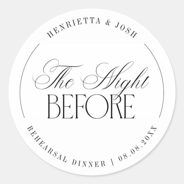 Adesivo Elegant Script The Night Before Rehearsal Dinner (Frente)