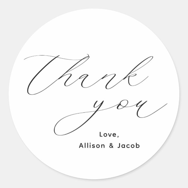Adesivo Elegant Script Wedding Obrigado (Frente)